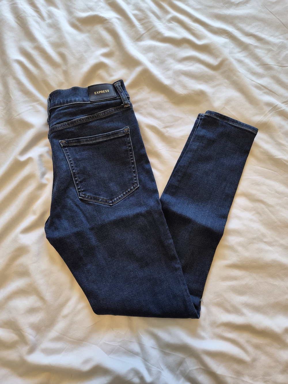 Express Mid Rise Dark Wash Distressed Skinny Jeans Size 4